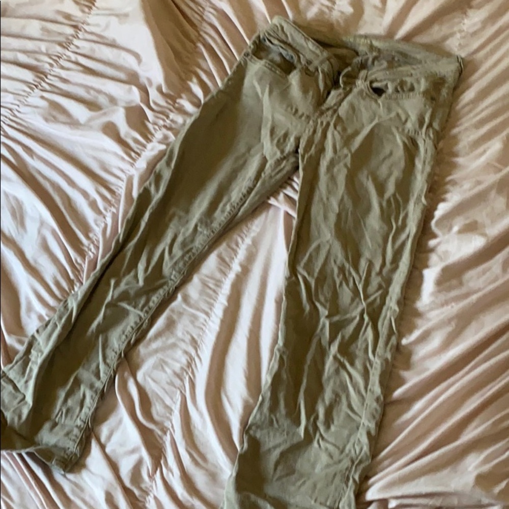 Lightweight distressed khaki pants